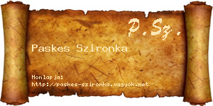Paskes Szironka névjegykártya